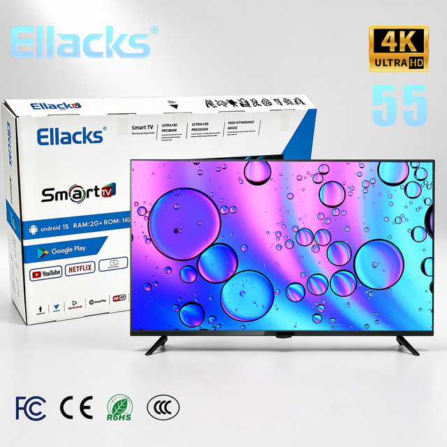 4K UHD 55 Inch Android Television 5.0 Dual Band Wifi BT 1.5G Ram 64G Rom Surround Audio Wall Mounted Commercial Use