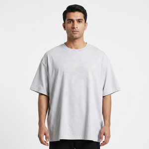 Camiseta Oversize de Diseño Liso de Algodón 230gsm, 100% Algodón, Hombros Caídos, Personaliza tu Logotipo, Manga Corta, Color Gris Jaspeado - Product Image 1