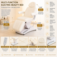 Lit de spa facial LED moderne multifonctionnel réglable en hauteur avec 3 moteurs, électrique, pliable, en cuir PU haute densité pour salon de beauté