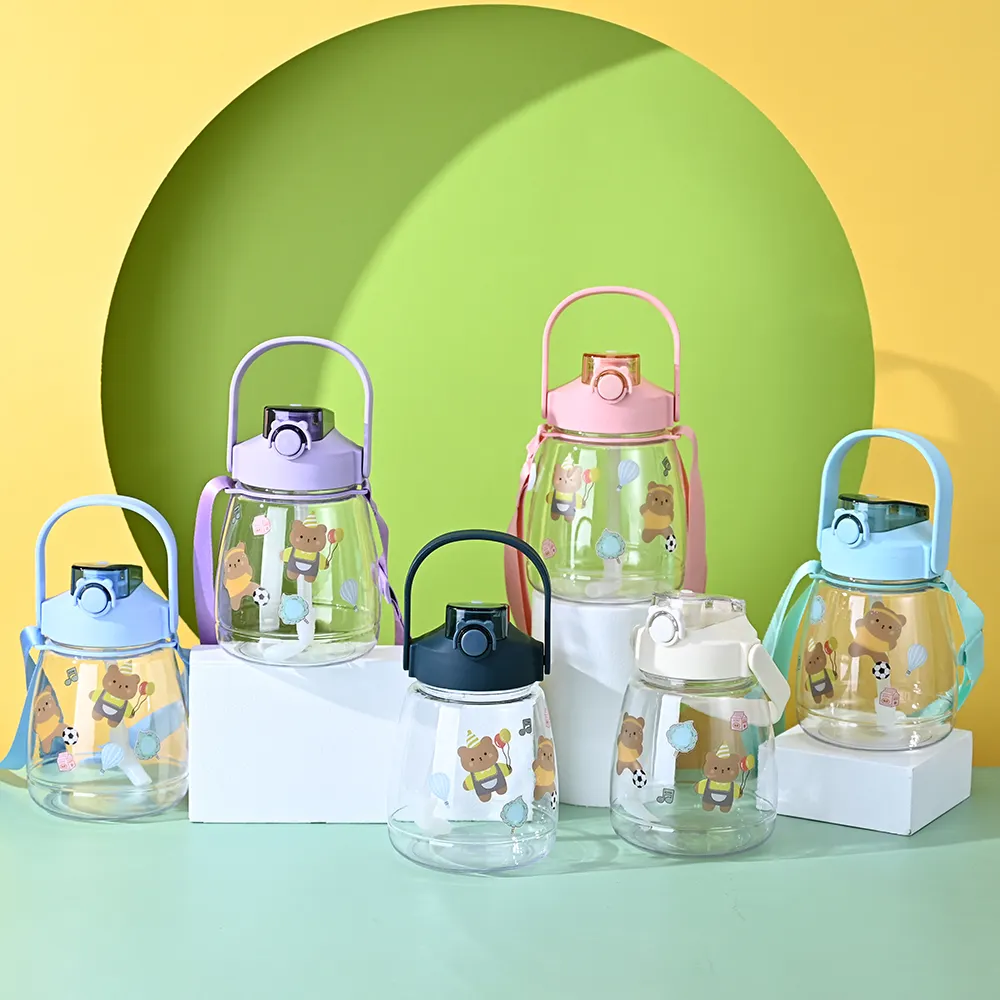 Mevcut ids plastik kupalar yürüyüş su şişesi görüntü ile bpa ücretsiz çocuk plastik içme şişesi