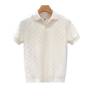เสื้อโปโลผู้ชาย แขนสั้น ทรงเข้ารูป สีขาว ดำ เทา น้ำตาล สีพื้น คอวี คอปกนกนางนวล สไตล์ฤดูร้อน - Product Image 5