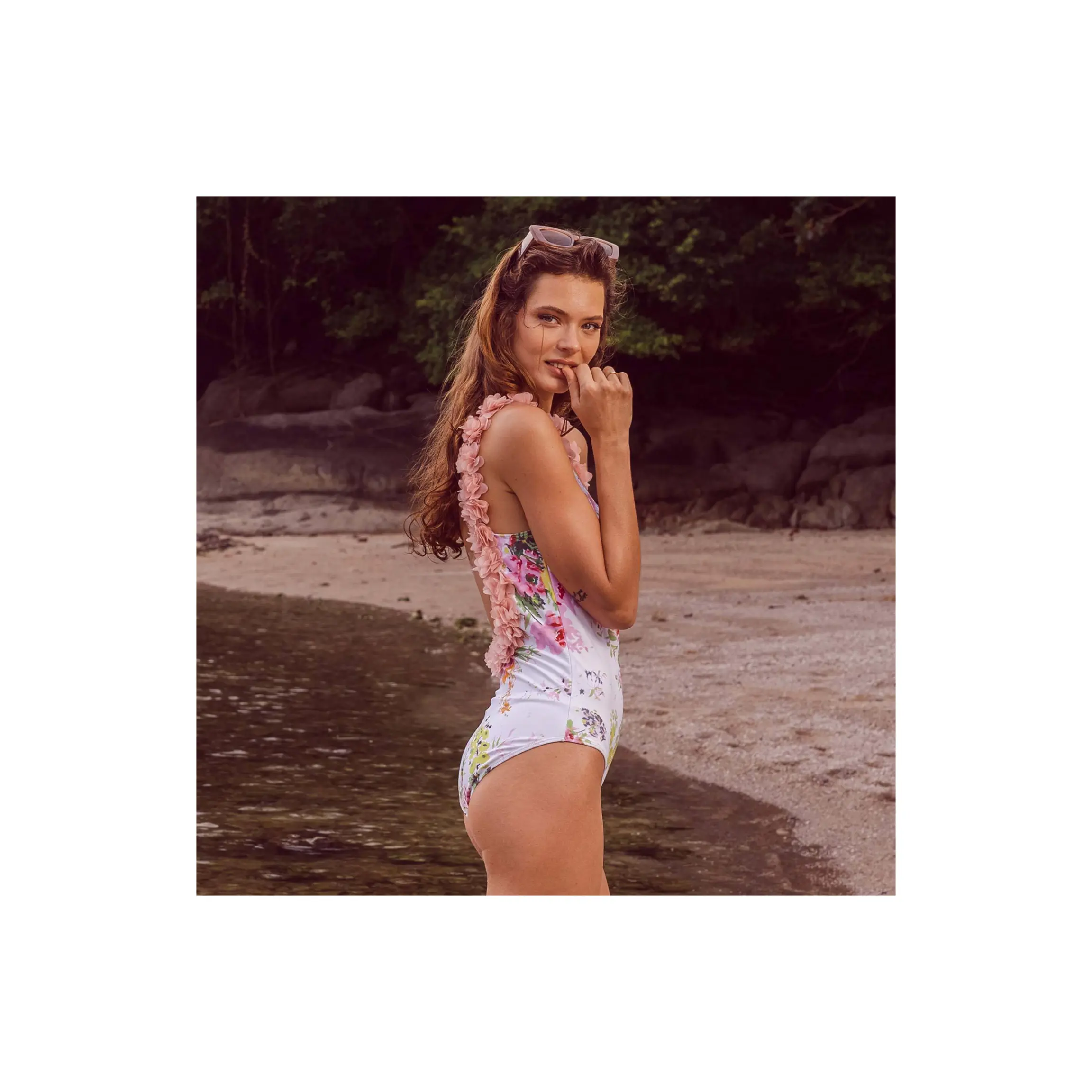 Rope print bikini long skirt 3-piece sets woman luxury neon bikini beachwear