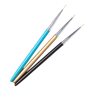 Lot de 3 pinceaux de nail art ultra-fins à poils en nylon et manche métallique, outil de peinture pour liner d'ongles, logo personnalisé OEM ODM, directement de l'usine - Product Image 1