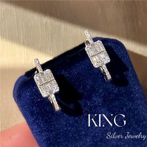 King <b>Silver</b> Jewelry Geometric <b>Stud</b> <b>Earrings</b> S925 Sterling <b>Silver</b> Diamond Inlay Everyday Wear - Product Image 4