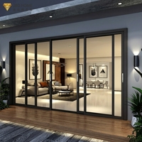 Pintu Geser Kaca Ganda Berbingkai Aluminium Modern Bersertifikasi NFRC, Tahan Air, untuk Penggunaan Luar Ruangan