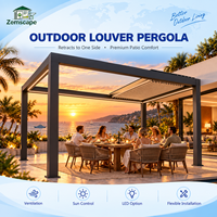 Pergola moderne pliable avec toit rétractable et éclairage LED intégré pour terrasse de villa, salle à manger et salons de jardin