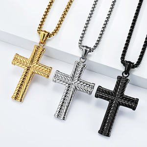 <b>Cross</b> Stainless Steel Necklace Unisex Sweater <b>Chain</b> Gift Jewelry - Product Image 2