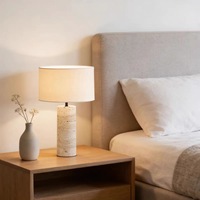 Nouvelle lampe de bureau ovale flexible en travertin AC de style postmoderne minimaliste, décoration artistique Wabi-sabi pour salon, chambre à coucher, chevet