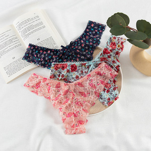<span class=keywords><strong>Y</strong></span> Diseño Sexy Impreso Floral Encaje <span class=keywords><strong>Bikini</strong></span> Tangas para Mujer - Product Image 1