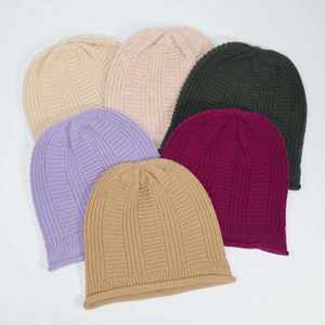 Gorro de Lana 100% Pura para Mujer, Tejido, con Protección para las Orejas, Color Sólido, para Cabezas Grandes, para Invierno, para Exteriores - Product Image 1