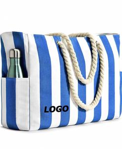 Bolsa de Playa Grande, Moderna, Azul y Blanca, con Dibujos Animados, de Secado Rápido, Absorbente de Agua, de Poliéster, para Viajes, Almacenamiento, para la Piscina - Product Image 1