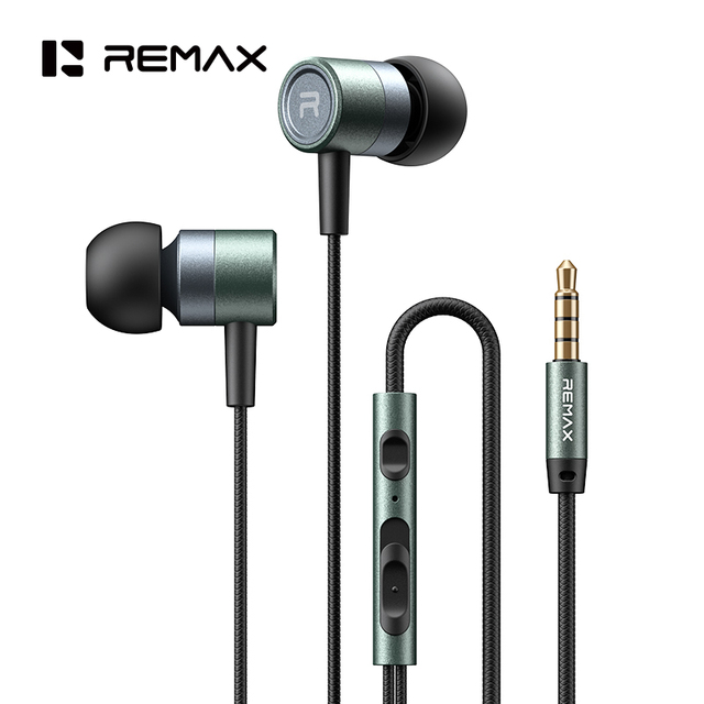 REMAX RM-02 Metal Wired Earphones In-Ear Headphones 3.5mm Jack 3D Sound USB C Wired Earbuds with Microphone for Phone Computer