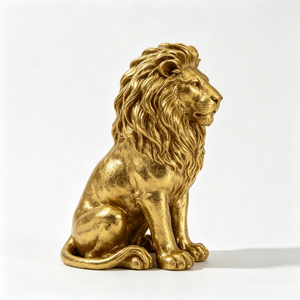 Statua da Giardino di Leone Seduto da 24 Pollici, Scultura di Leone in Resina Resistente alle Intemperie con Criniera per Decorazione di Ingressi, Cortili e Prati - Product Image 4