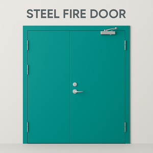 Stile di Design industriale <span class=keywords><strong>porta</strong></span> tagliafuoco in acciaio zincato blu con garanzia di 5 anni per il centro commerciale appartamento ospedale e Hotel antincendio - Product Image 2
