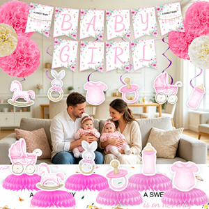 Decoraciones Rosas para Baby Shower, Artículos para Fiesta <span class=keywords><strong>de</strong></span> Baby Shower para Niñas, Platos Desechables, Servilletas, Cucharas, Vasos, Juego <span class=keywords><strong>de</strong></span> Vajilla para 10 Personas - Product Image 2