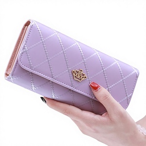 Nueva Cartera de PU para Mujer, Multifuncional, con Bordado de Corona Geométrica en Forma de Rombo, Bolsillo Triple para Teléfono Móvil, RTS, Pedidos Mixtos al por Mayor - Product Image 2