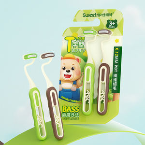 Nouveau Invent Coloré Arc Poils En Forme De T Brosse Verticale Dents pour Enfants avec Long Manche Sans BPA Extra Doux Enfants Brosse À Dents - Product Image 5