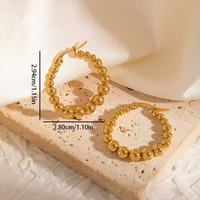 Ensemble de boucles d'oreilles minimalistes géométriques en acier inoxydable doré, créoles ouvertes en forme de C, boucles d'oreilles huggie en maille perlée pour femme, bijoux