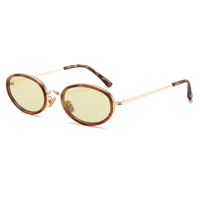 Nouvelles Lunettes de Soleil NWO T1713 Tendance Rétro en Métal à Monture Complète Ovale Noires Unisexe avec Protection UV