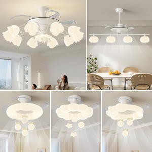 Lámpara de Techo con Ventilador para Sala de Estar, Estilo Nórdico, Rosa, para Restaurante, Dormitorio, Vestíbulo, Combinación de Paquete Completo para Toda la Casa - Product Image 1