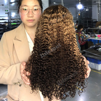 Perruque Ombre Brune 13x4 Entièrement en Dentelle Cheveux Humains SDD Boucles Birmanes pour Femmes 5x5 Perruque Frontale Sans Colle Cheveux Humains Brésiliens