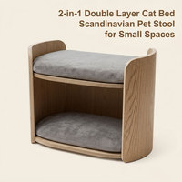 Mobilier d'angle personnalisé en bois, durable, de luxe, moderne et minimaliste, pour animaux de compagnie (chats et chiens), intégrant la mode écoresponsable et s'intègre au salon
