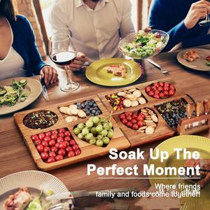 Planche à découper en bois pliable, couteau à <span class=keywords><strong>fromage</strong></span> <span class=keywords><strong>de</strong></span> <span class=keywords><strong>charcuterie</strong></span>, <span class=keywords><strong>plateau</strong></span> à fruits pour la cuisine ou la maison, rangement peu encombrant - Product Image 4