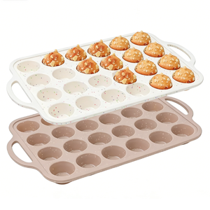 MUYULINS Factory 24-cup LFGB non-stick BPA Free metal reinforced frame mini silicone cupcake pan American <b>cake</b> <b>tin</b> baking mold - Product Image 1