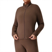 Veste de sport yoga pour femme grande taille, style européen et américain, col montant zippé, amincissante, manches longues, en Spandex/Nylon respirant