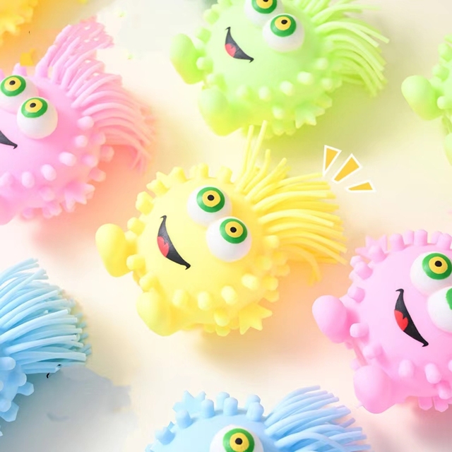 Halloween Puffer Ball Tiktok Hot Sale Stress Relief Plastic Toy Customize Glowing Led Light up Monster for Kids