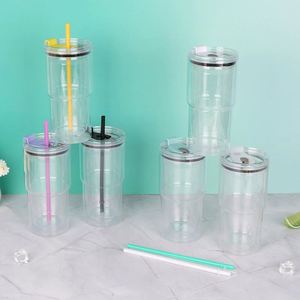 Gobelet en plastique réutilisable de 20 oz à double paroi avec poignée et paille, idéal pour les smoothies et les jus – Vente directe usine - Product Image 6