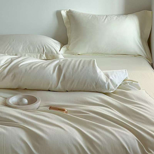 Juego <span class=keywords><strong>de</strong></span> ropa <span class=keywords><strong>de</strong></span> cama <span class=keywords><strong>de</strong></span> hotel <span class=keywords><strong>de</strong></span> lujo tamaño King 100% algodón <span class=keywords><strong>de</strong></span> grapa larga Jacquard <span class=keywords><strong>blanco</strong></span> amarillo sábanas con relleno <span class=keywords><strong>de</strong></span> poliéster uso doméstico - Product Image 4