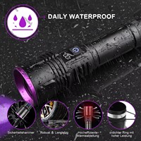 Linterna UV de 365nm Recargable, Luz Ultravioleta Profesional para Detectar Orina de Mascotas, Escorpiones y Verificar Autenticidad
