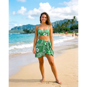 Sarong court personnalisé pour femme, couvre-maillot de bain doux en 100 % polyester imprimé sergé double face, anti-bactérien, léger et à séchage rapide - Product Image 1