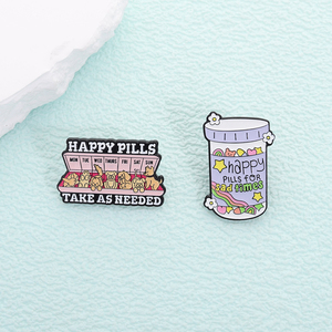เข็มกลัดเคลือบลายยา Happypills สำหรับช่วงเวลาที่เศร้า ของขวัญเครื่องประดับติดกระเป๋าเป้หรือปกเสื้อ - Product Image 3