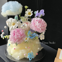 Coton Nuageux et Soie Colorée, Fleurs en Coton, Matériaux Floraux pour Bouquet de la Saint-Valentin, Papier Artistique