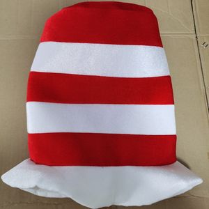 Cadılar Bayramı Dr. Seuss Şapkalı Kedi Deluxe Kırmızı ve Beyaz Çizgili Boru Şeklindeki Kostüm Silindir Şapka - Product Image 4