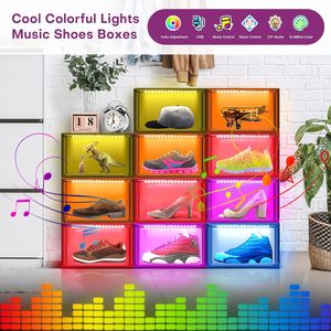 Exhibidor de Zapatos Acrílico Transparente Rectangular Personalizado con Cierre Magnético, Diseño Apilable y Plegable, Estilo Europeo - Product Image 4