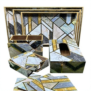 Ensemble de boîtes à mouchoirs, plateau, porte-serviettes, boîte de rangement de cuisine, organisateur polyvalent en MDF durable et écologique pour - Product Image 1