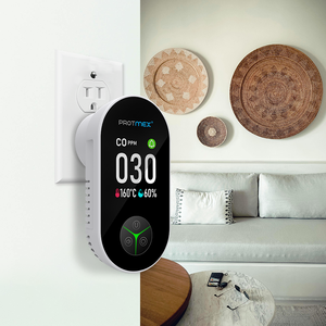 جهاز استشعار تسرب غاز أول أكسيد الكربون ومراقب جودة الهواء للمقابس، إنذار للاستخدام مع الفحم، كاشف غاز منزلي يعمل بالقابس - Product Image 2