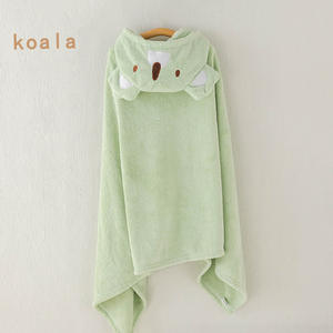 アニマルデザインソフト子供用フード付きマント漫画ベビーコーラルフリースキッズバスタオル - Product Image 4