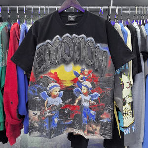 T-shirt à manches courtes pour homme en coton 100% de qualité supérieure, imprimé rétro MIXED EMOTIONS, style streetwear décontracté, hip-hop - Product Image 4