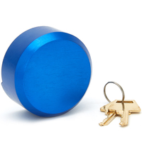 Candado de Seguridad de Alta Calidad, 73MM, Azul, de Aluminio, Diseño Tipo Disco de Hockey, con Llave, para Camiones, Contenedores y Furgonetas, Valor PS70, Cadena de Seguridad