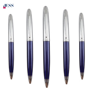 Stylo à bille en métal avec logo personnalisé de haute qualité à la mode bleu foncé Design 1.0mm largeur d'écriture stylos publicitaires en gros - Product Image 1