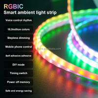 Bande lumineuse LED COB intelligente flexible numérique adressable WS2811 RGBIC 5V 12V 60LED 100LED 160LED de 5 mm pour la décoration intérieure