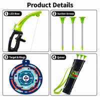 Ensemble d'arc et de flèches lumineux LED, kit de tir à l'arc avec flèches à ventouse, cible, carquois détachable, jeu de tir pour enfants, cadeau