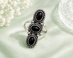 Anillo de Cóctel con Piedra Preciosa de Ónix Negro Vintage, Plata de Ley 925, Engaste de Bisel Ovalado, Joyería Unisex, Regalo, Uso Diario - Product Image 2