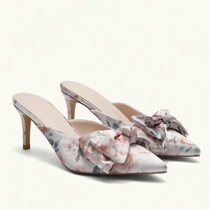 <span class=keywords><strong>Mules</strong></span> à enfiler en satin rose et <span class=keywords><strong>bleu</strong></span> à motif floral pour femme, à bout pointu et talon aiguille, avec nœud, tendance mode printemps, pour mariages et soirées - Product Image 2