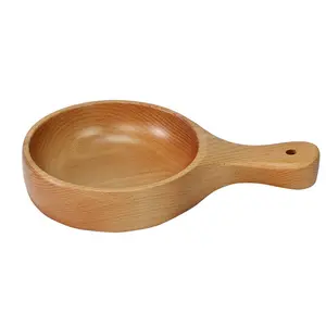 High-end Western Food Fruit And Vegetable Salad Rustic Wooden Bowls Acacia Wooden Bowl Soup Wooden Serving Bowls With Handle
