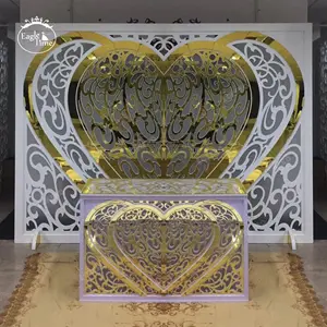 Heart shaped platinum acrylic pvc background for wedding party stage banquet